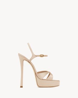 Saint Laurent Sandali Con Plateau Debbie - Neutro