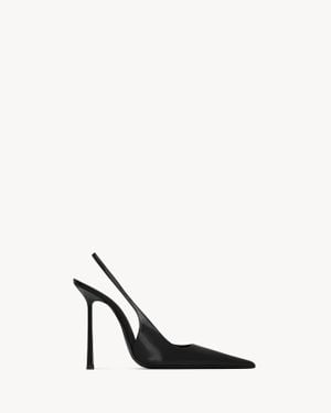 Saint Laurent Vendôme Glossed-Leather Slingback Court Shoes - White