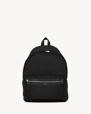 Saint Laurent City Sac À Dos En Toile, Nylon Et Cuir - Noir
