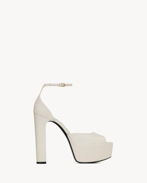 Saint Laurent スムースレザーのプラットフォームサンダル「ジョディ」 ホワイト - マルチカラー