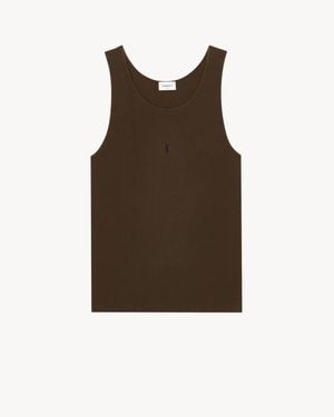 Saint Laurent Cassandre Ribbed Tank Top - Brown