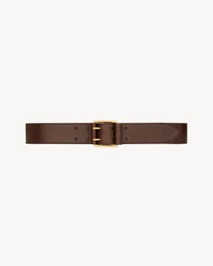 Saint Laurent モーターサイクル ベルト（レザー） マロン - ホワイト