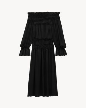 Saint Laurent シルクシャルムーズ スモックドレス ブラック