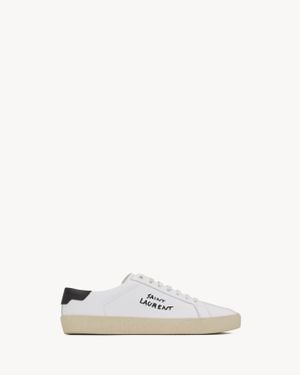 Saint Laurent Embroidered Trainers In Canvas And Smooth Leather - White