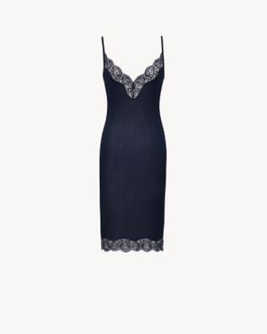 Saint Laurent Geschnürtes Trägerkleid Aus Seidenjersey - Blau