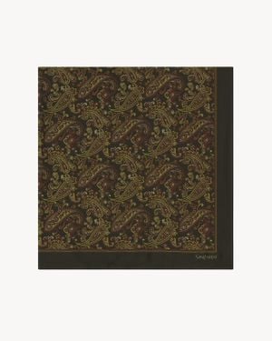Saint Laurent Carré En Sergé De Soie Paisley - Vert
