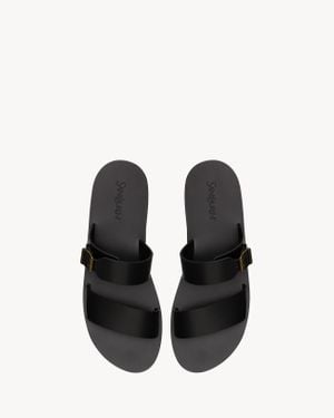Saint Laurent イオス スライド（スムースレザー） ブラック