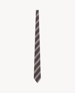 Saint Laurent Striped Wide Tie - White