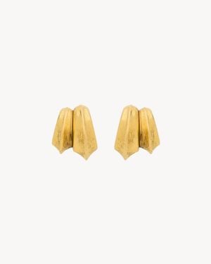 Saint Laurent Double Blade Earrings - White