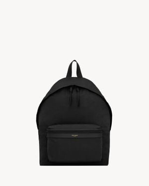 Saint Laurent City Sac À Dos En Cuir Et Nylon Ripstop Noir