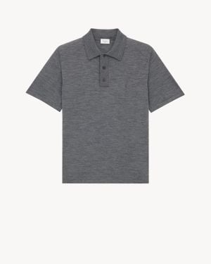 Saint Laurent Polo Cassandre En Laine Gris