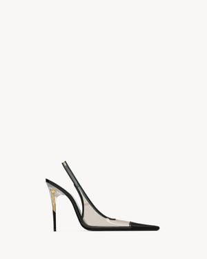 Saint Laurent Romy Slingback-Pumps Aus Tpu, Satin One Sizend Lackleder - Weiß
