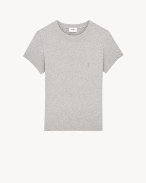 Saint Laurent Cassandre Fitted T-Shirt - Grey