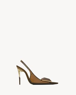 Saint Laurent Sibyl Slingback-Pumps Aus Tpu, Lackleder One Sizend Satin - Natur