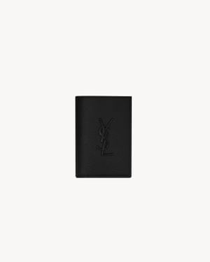 Saint Laurent Cassandre Lederportemonnaie Für Kreditkarten Mit Grain-De-Poudre-Prägung Schwarz - Weiß