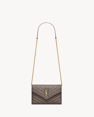 Saint Laurent Saint Laone Sizerent カサンドラ エンベロープチェーンウォレット（ラムスキン） - ホワイト
