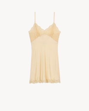 Saint Laurent Laced Slip Dress - White