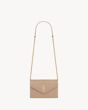 Saint Laurent Cassandre Envelope Chain Wallet - White