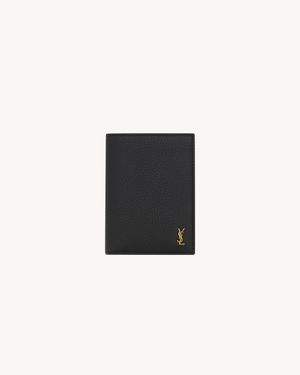 Saint Laurent Leather Cassandre Bifold Wallet - Black