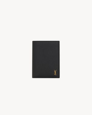 Saint Laurent Tiny Cassandre Credit Card Wallet - Black
