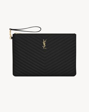 Saint Laurent Cassandre Matelassé Document Holder - Black