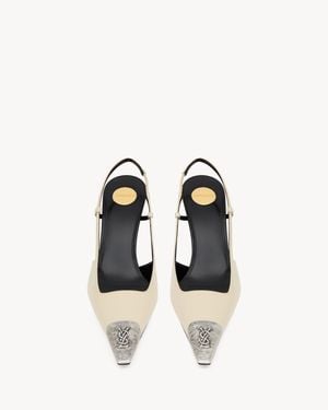 Saint Laurent Jeanne Slingback Pumps - White
