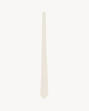 Saint Laurent Striped Tie - White
