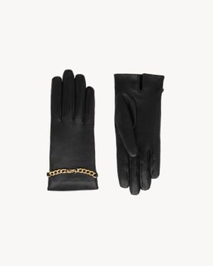 Saint Laurent Cassandre Gants En Cuir D'Agneau - Noir