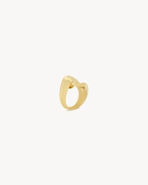 Saint Laurent Bague Maillon En Métal Jaune/Or - Blanc