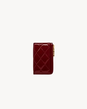 Saint Laurent Cassandre Bijou Zip Card Case - Red