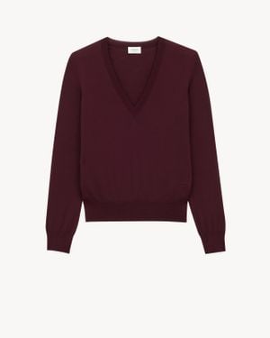 Saint Laurent V-Neck Sweater - Purple