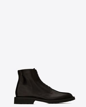 Saint Laurent Army Schnür-Stiefel Aus Glattleder - Schwarz