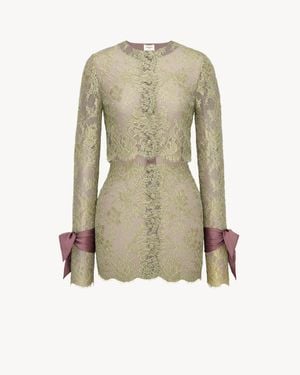 Saint Laurent Lavallière-Cuff Mini Dress - Natural