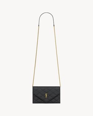 Saint Laurent Paris Chain Wallet En Cuir Grain De Poudre - Blanc