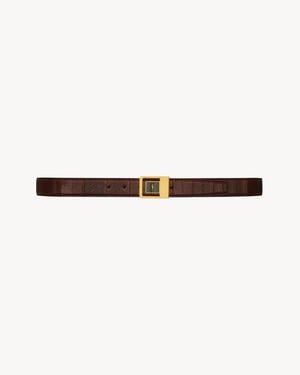 Saint Laurent La 66 Ceinture En Cuir De Hagfish - Blanc
