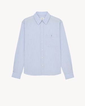 Saint Laurent Cassandre Cotton Striped Shirt - Blue