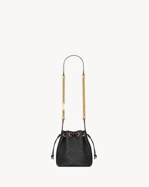 Saint Laurent Cassandre Bucket Bag Aus Lammleder Schwarz - Natur
