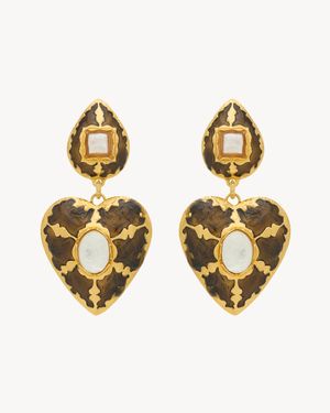 Saint Laurent Heart Drop Earrings - Metallic