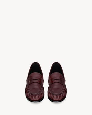 Saint Laurent Le Loafer Supple Mocassins En Cuir D'Anguille - Violet