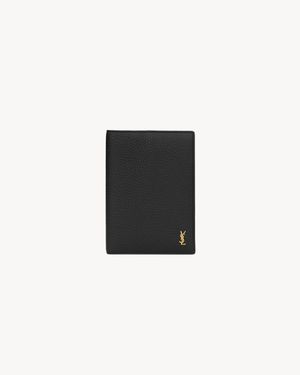 Saint Laurent Tiny Cassandre Passport Case - Black