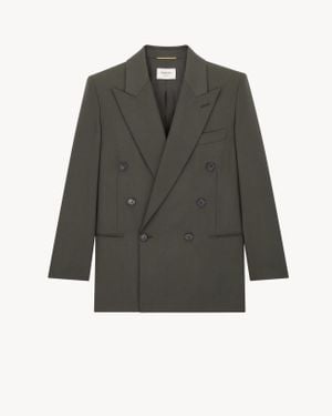 Saint Laurent Double-Breasted Short Jacket - Grey