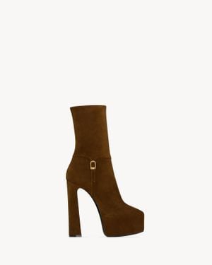 Saint Laurent Nico Platform Booties - Brown