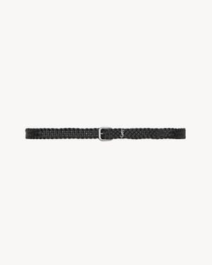 Saint Laurent Cassandre Rectangular Buckle Belt - Natural