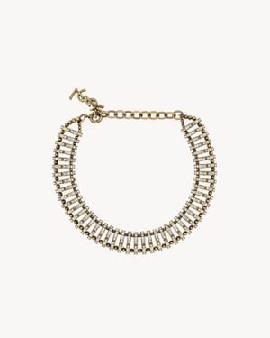 Saint Laurent Collier Pyramide En Métal Et Cristal - Métallisé