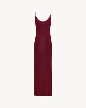 Saint Laurent Cassandre-Chain Backless Dress - Red