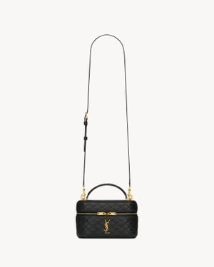Saint Laurent Mini Gaby Leather Vanity Bag W/ Strap - White