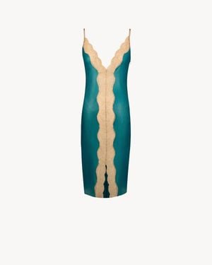 Saint Laurent Laced Midi Dress - Blue