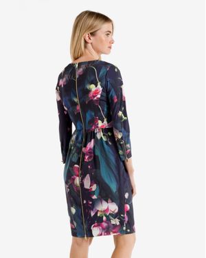 Ted Baker Ilisa Fuchsia Floral Printed Dress - Blue