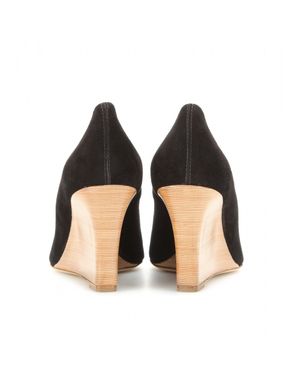 Tod's Suede Peep-Toe Wedges - Black