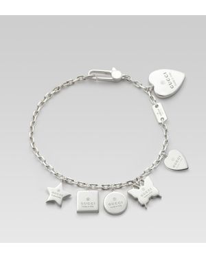 Gucci Bracelet with Gucci Trademark Engraved Charms - Metallic